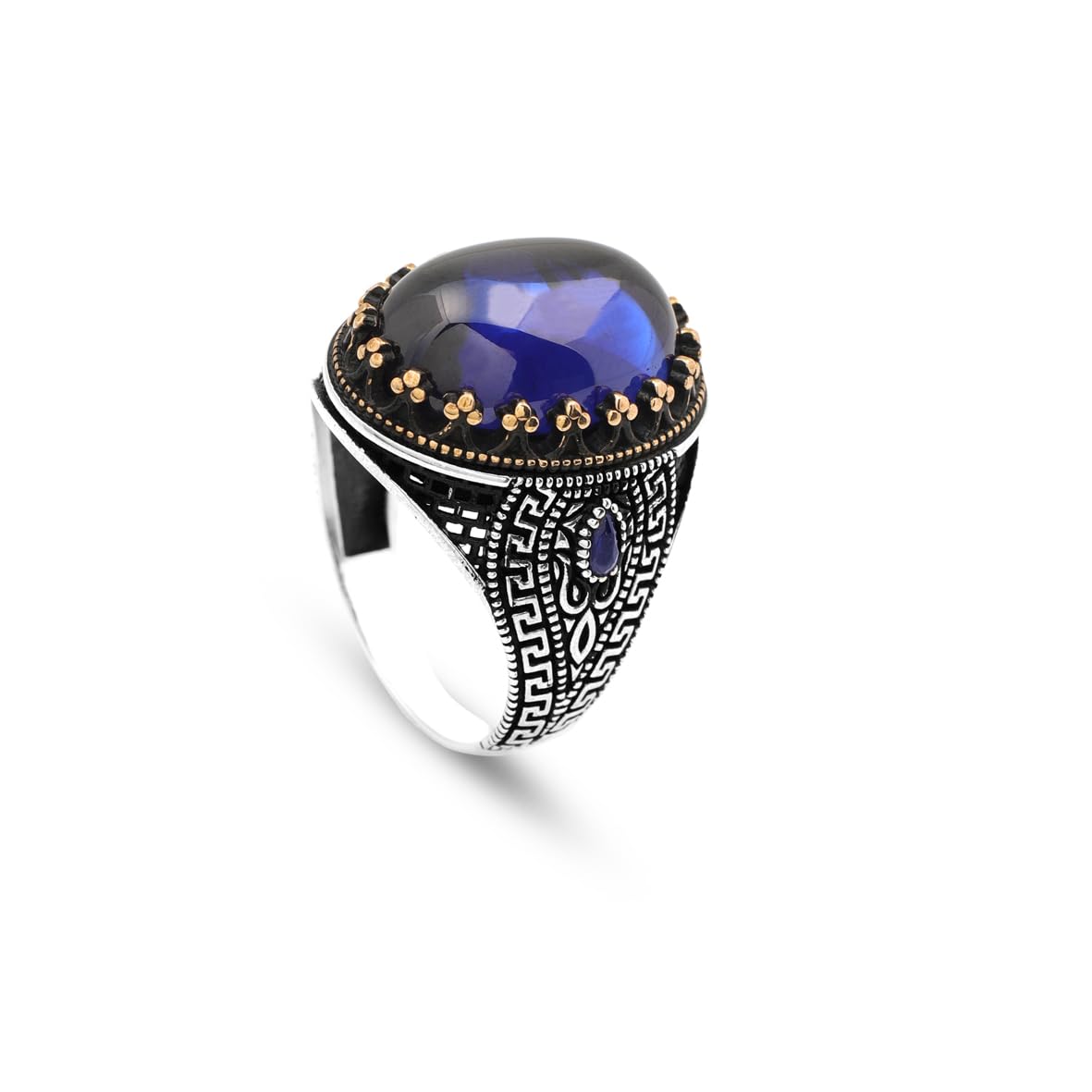 Blue Tiger Eye Ring for Men