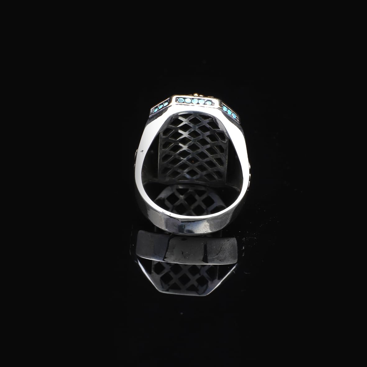 Men's 925 Sterling Silver Lion Ring with Turquoise - Men's Lion Ring in 925 Sterling Silver - Birthday Gifts