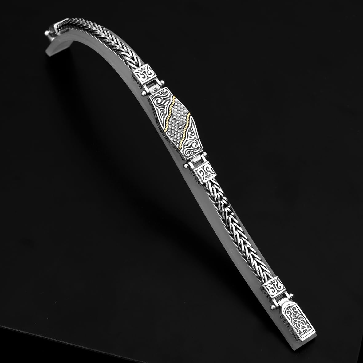 Mens Made to Order Chain Bracelet – Vintage Style in Sterling Silver