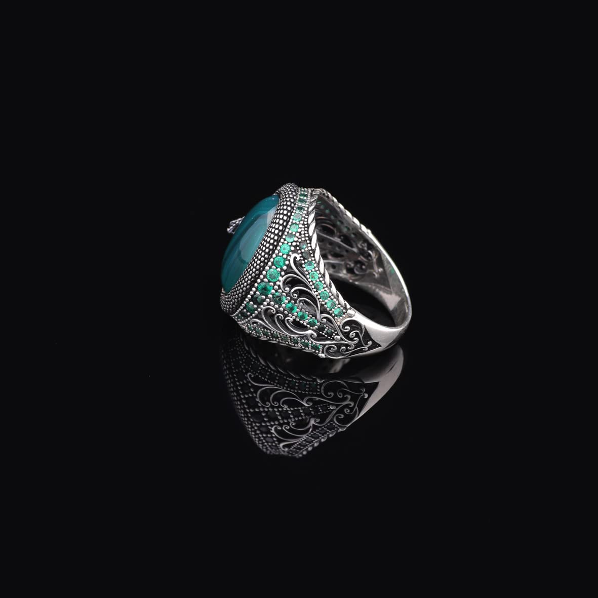 Handmade Sterling Silver Jade Snake Ring