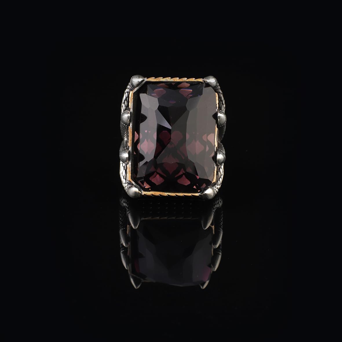 Amethyst Claw Ring - Chunky Sterling Silver Gemstone Ring