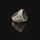 Eagle Ring Onyx Ring Silver Signet Ring Gemstone Ring Ottoman Statement Ring Vintage Ring Sterling Silver Ring Gift for Him — image 4