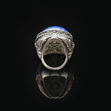 Vintage Lapis Lazuli Eagle Ring for Men - Large Oval Stone 925 Sterling Silver Turkish Handmade Polished Engagement Ring with Silver Polishing Cloth Gift — image 6