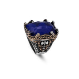 Vintage Large Blue Sapphire Ax Ring for Men - 925 Sterling Silver Turkish Handmade Polished Engagement Ring with Silver Polishing Cloth Gift — image 1