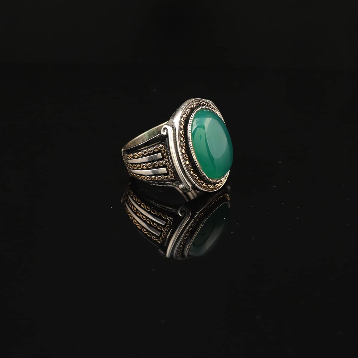 925K Sterling Silver Jade Ring