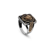 Handmade Medusa Ring for Men – Gothic Signet Ring with Micro Onyx Stone – 925 Sterling Silver Vintage Engagement Ring – Gemstone Mens Silver Ring with Custom Engraving — image 1