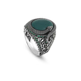 Handmade Sterling Silver Jade Snake Ring — image 1