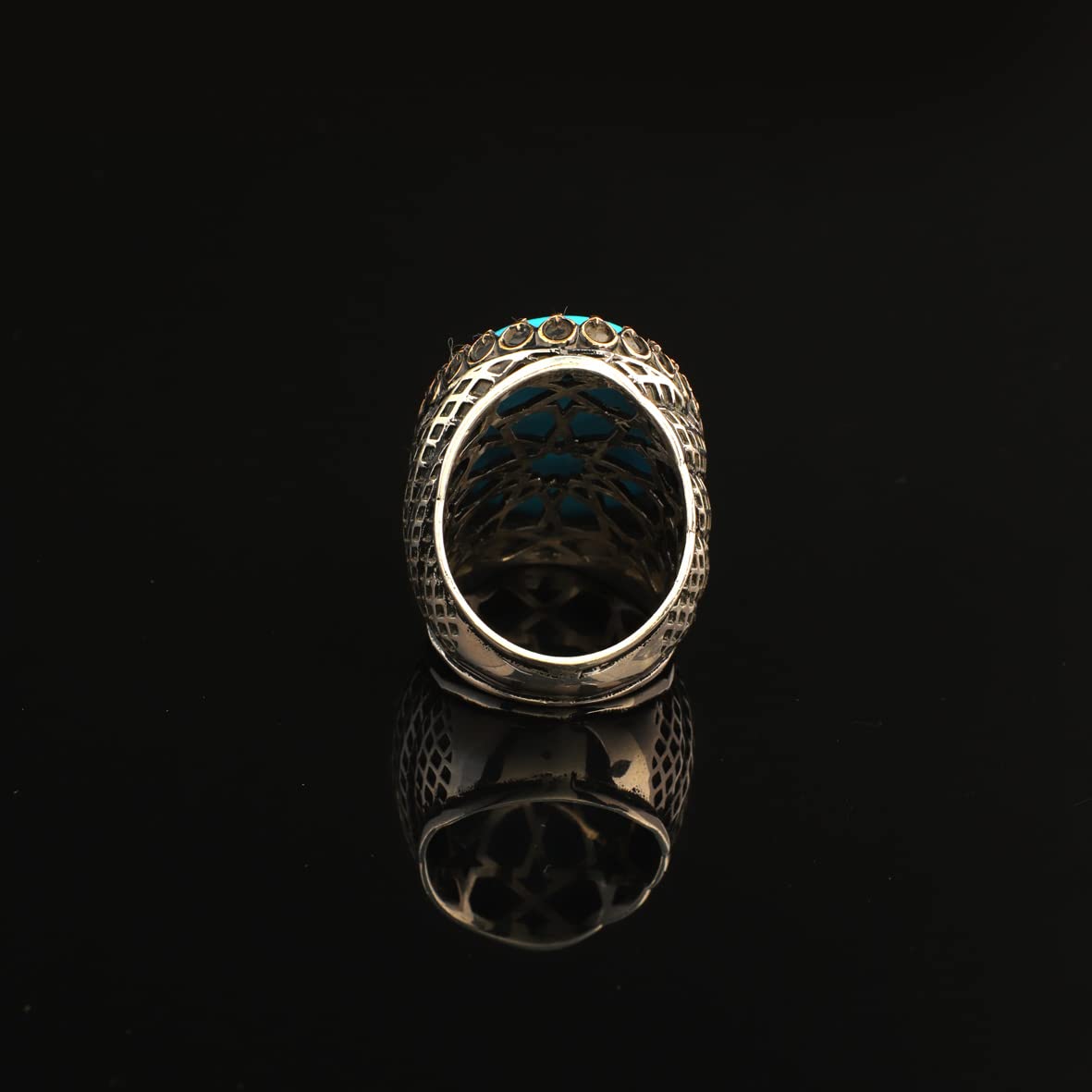 925K Silver Large Stone Ring Men
