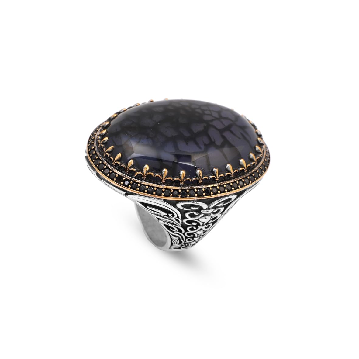 Handmade Yemen Agate Ring Ottoman Style – Large Statement Vintage Gemstone Ring for Men