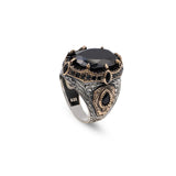 Vintage Ottoman Chunky Onyx Ring for Men – Handmade Gemstone Sterling Silver Engagement Ring with Custom Engraving + Gift Silver Polishing Cloth — image 1