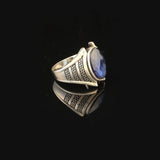 Sapphire Ring Gemstone Ring Ottoman Statement Ring Vintage Ring Pinky Ring Sterling Silver Ring Gift for Him Handmade — image 4
