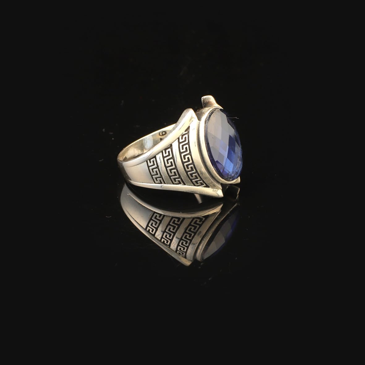 Sapphire Ring Gemstone Ring Ottoman Statement Ring Vintage Ring Pinky Ring Sterling Silver Ring Gift for Him Handmade