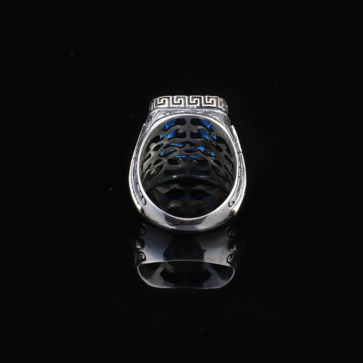 Vintage Handmade 925 Sterling Silver Men's Aquamarine Ring - 925 Sterling Silver Rings for Men - Handcrafted Ring for Men