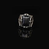 Vintage Onyx Sword Ring with Bow and Arrow Design – Handmade Sterling Silver Gemstone Ring for Men — image 3