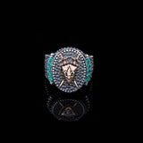 Men's Handmade Emerald Sword and Shield Ring - 925 Sterling Silver Gemstone Jewelry with Polishing Cloth Gift - Custom Signet Ring — image 2