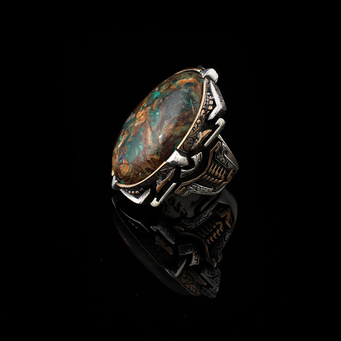 Special Turquoise Ring for Men – Chunky Sterling Silver Engagement Ring