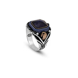 Vintage Blue Tiger Eye Ring with Eagle Design - Handmade 925 Sterling Silver Men's Gemstone Engagement Ring — image 1
