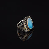 Man Silver Aquamarine Stone Ring — image 3