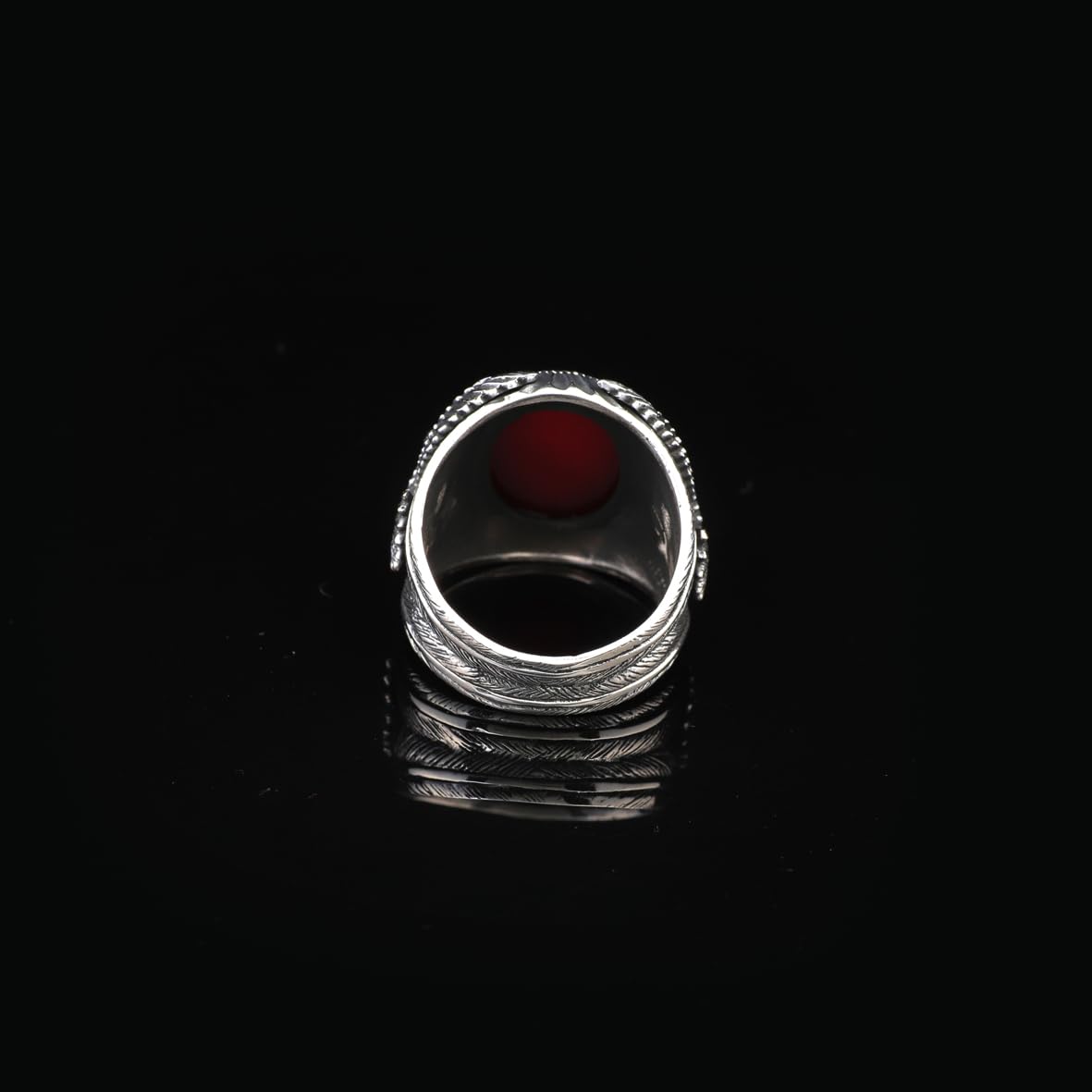 Handmade Carnelian Gemstone Eagle Large Ring for Men Vintage 925 Sterling Silver