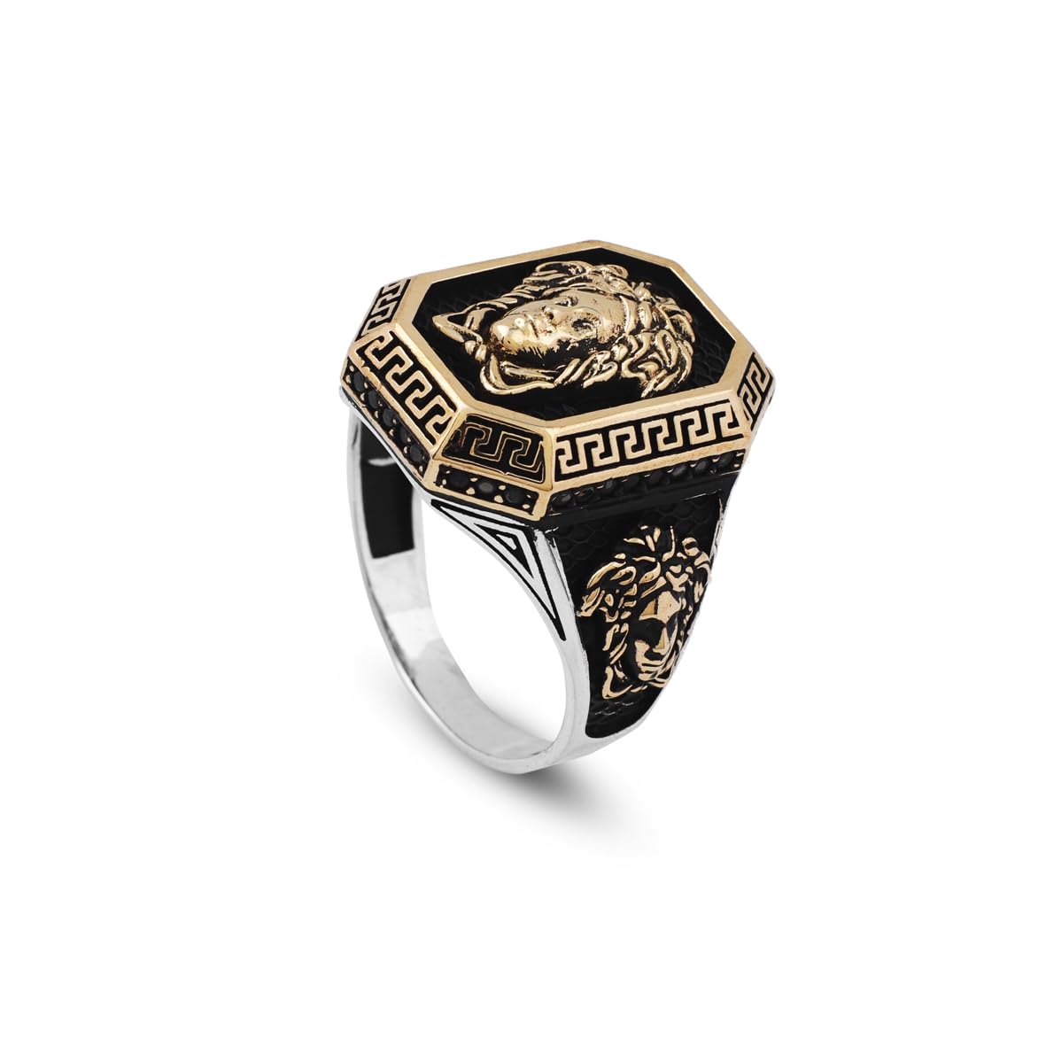 Handmade 925 Sterling Silver Medusa Custom Signet Ring for Men - Mythology Inspired Jewelry with Ring and Silver Polishing Cloth Gift