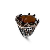 Vintage Large Citrine Ax Ring for Men - 925 Sterling Silver Turkish Handmade Polished Engagement Ring with Silver Polishing Cloth Gift — image 1