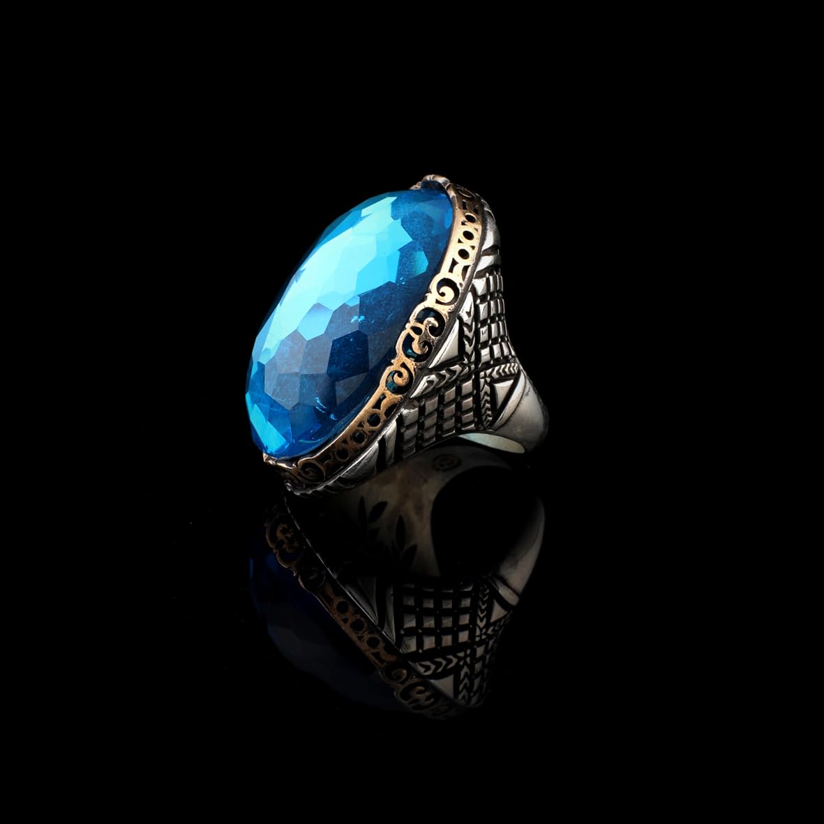 Vintage Aquamarine Ring in Chunky Sterling Silver