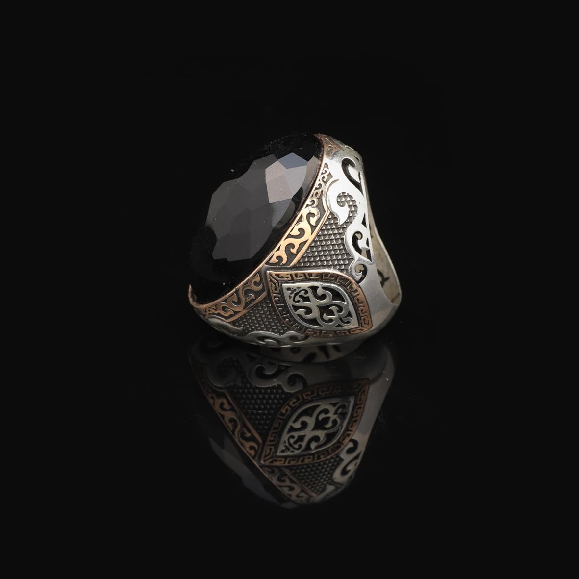925 Sterling Silver Black Onyx Ring - Large Oval Stone