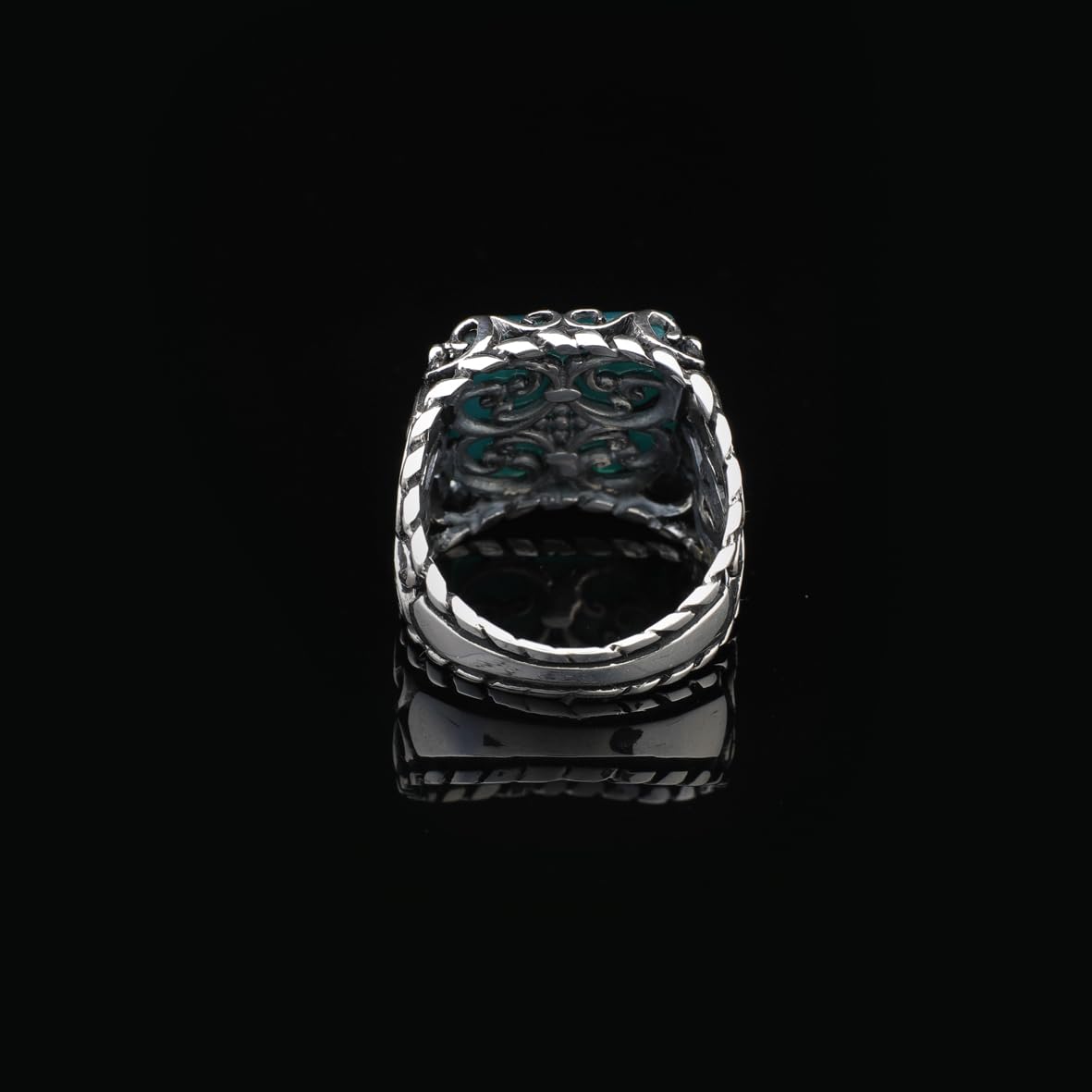 Handmade 925 Sterling Silver Jade Ring in Ottoman Style - Gemstone Men's Jewelry with Ring and Silver Polishing Cloth Gift