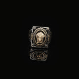 Handmade Medusa Ring for Men – Gothic Signet Ring with Micro Onyx Stone – 925 Sterling Silver Vintage Engagement Ring – Gemstone Mens Silver Ring with Custom Engraving — image 3