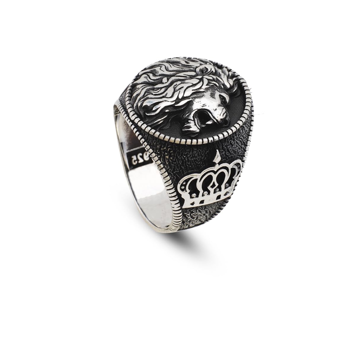 Men's Handmade Lion Signet Ring - Biker Jewelry in 925 Sterling Silver
