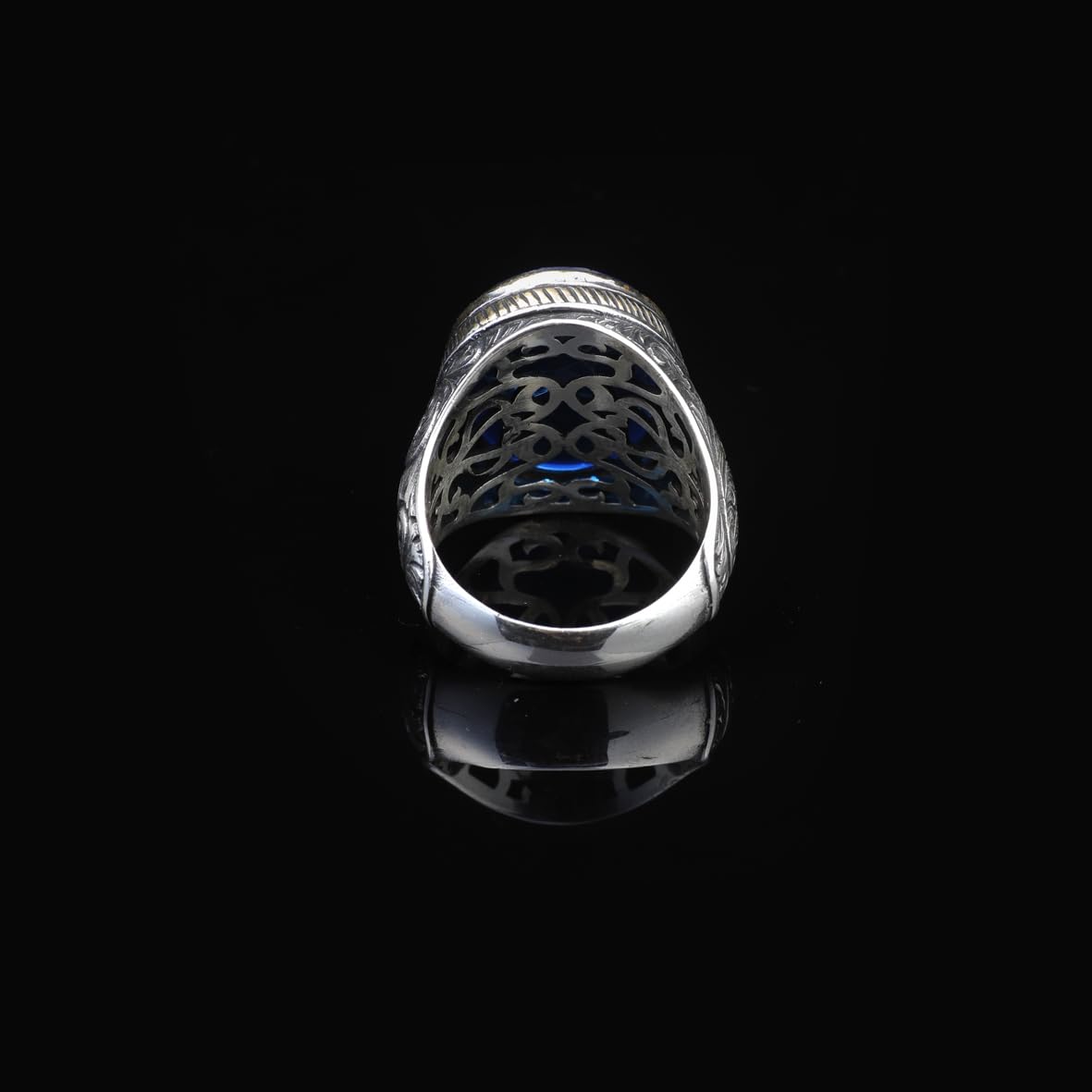 "Handmade Vintage Men's Ring with 925 Sterling Silver and Gemstone - Unique Jewelry Piece - Ring with Silver Polishing Cloth Gift