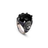 Handmade Black Onyx Lion Signet Ring - Vintage 925 Sterling Silver Mens Ring — image 1
