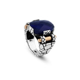 Handmade Sterling Silver Sapphire Ring for Men - Ottoman-Style Vintage Gemstone Pinky Ring with Custom Engraving — image 1
