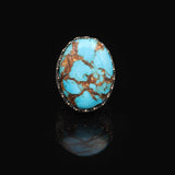 Special Turquoise Stone Ring – Large Oval Stone in Polished 925 Sterling Silver — image 3