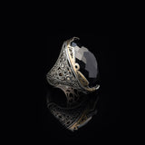 Black Onyx Ring with Large Oval Stone – Vintage Men’s Ring in Polished 925 Sterling Silver — image 4