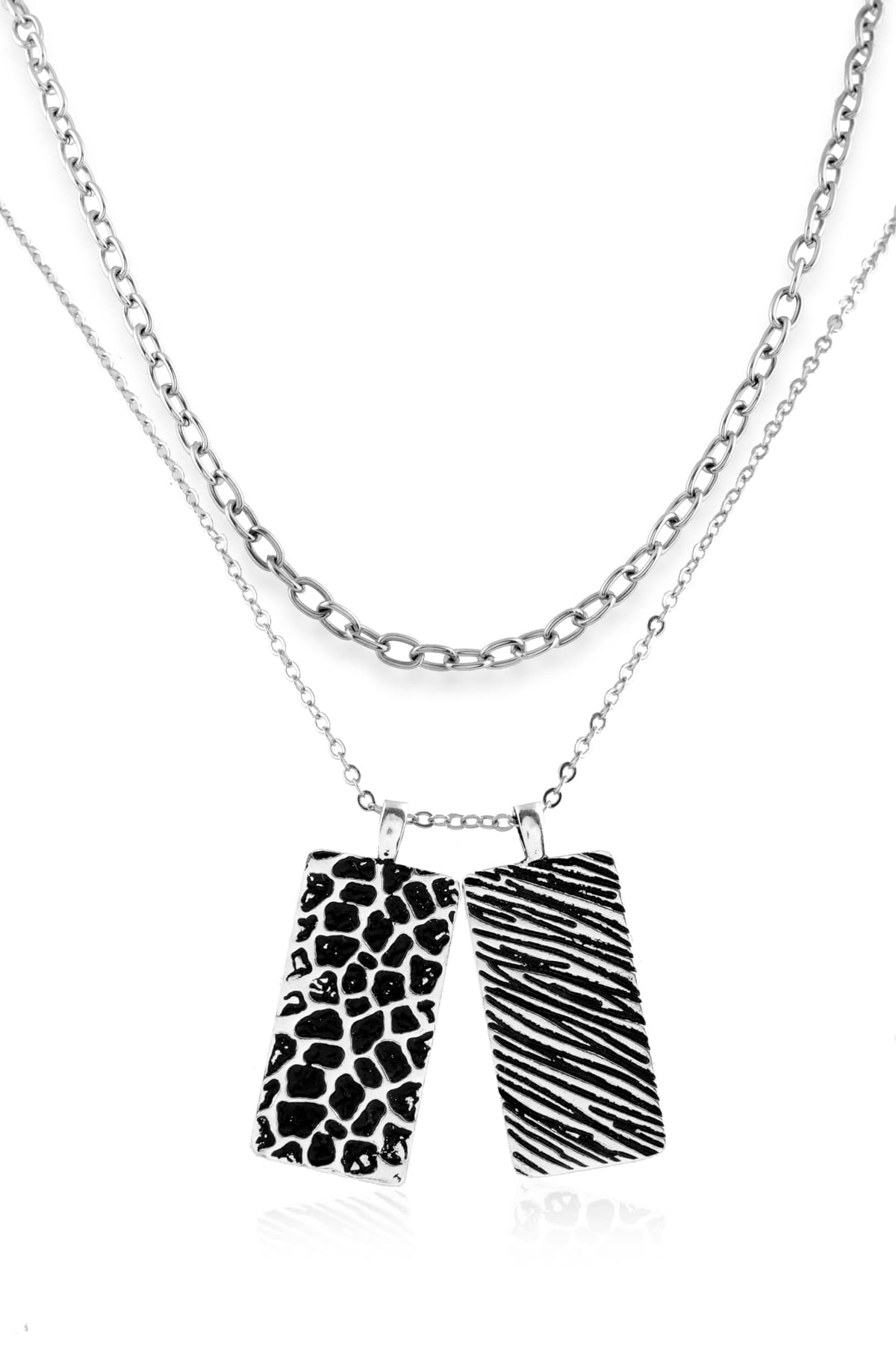 Silver Plated Double Curb Chain Box Necklace