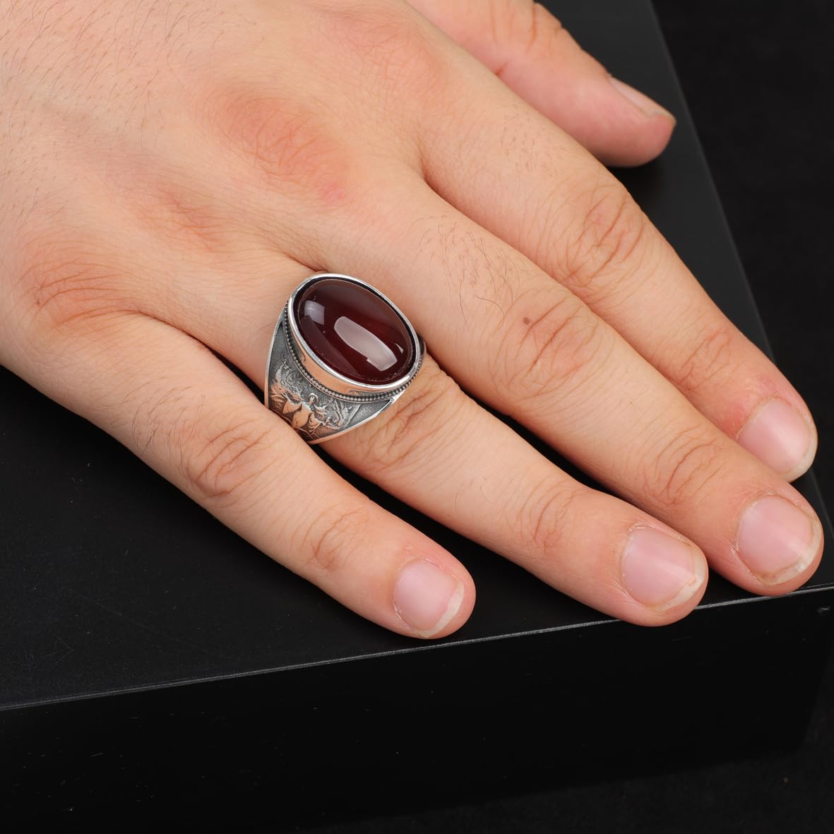 Handmade Carnelian Virgin Mary Signet Ring