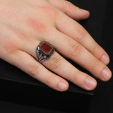 Handmade Vintage Men's Carnelian Ring - Polished 925 Sterling Silver Turkish Gemstone Engagement Ring with Silver Polishing Cloth Gift — image 2