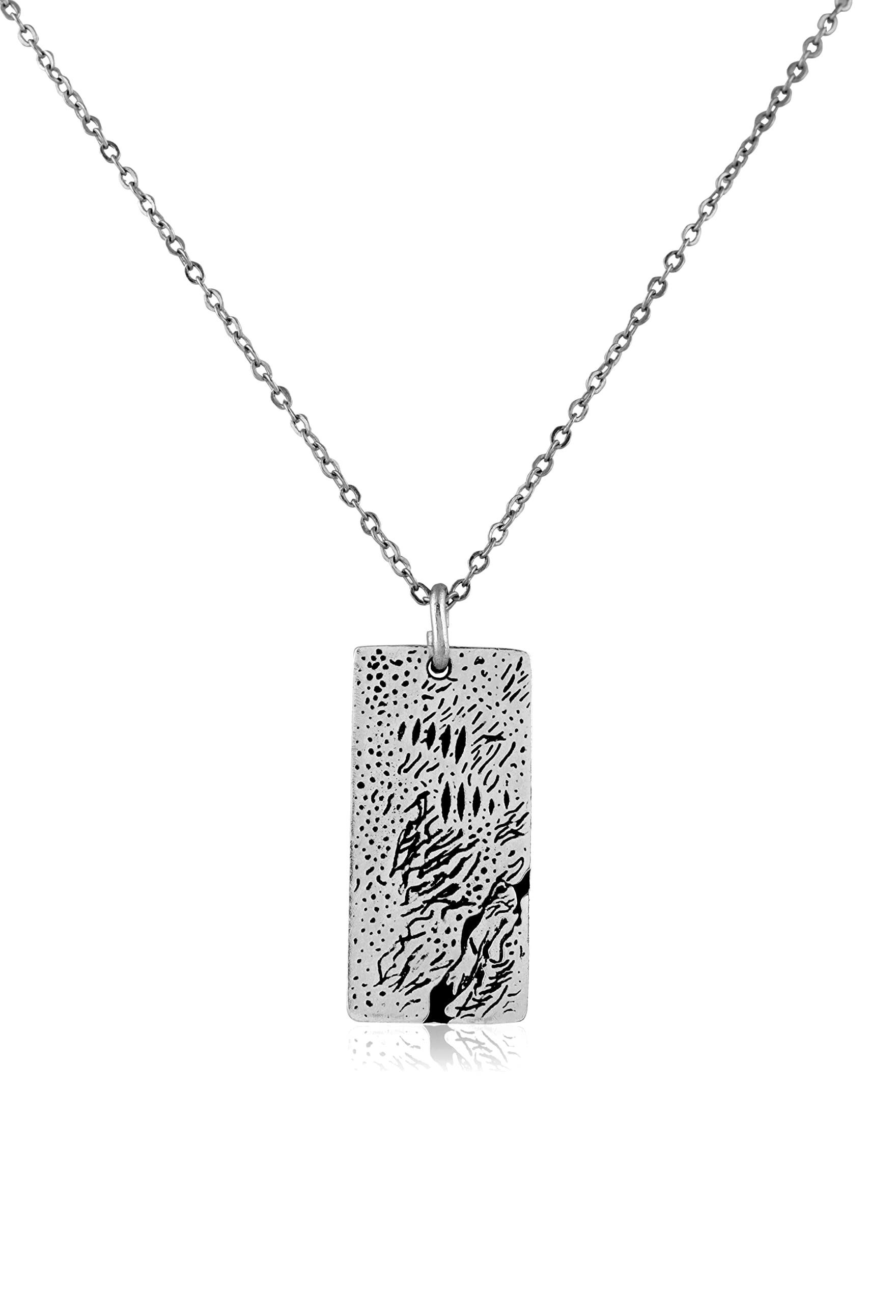 Men's Silver Plated Rustic Curb Chain Box Chain Necklace