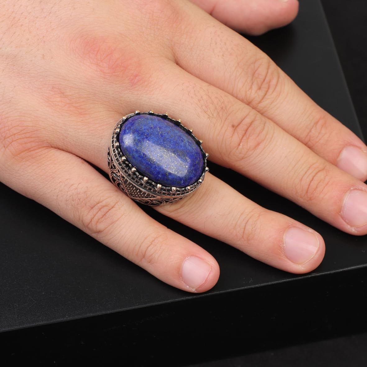 Lapis Lazuli Ring with Micro Sapphire