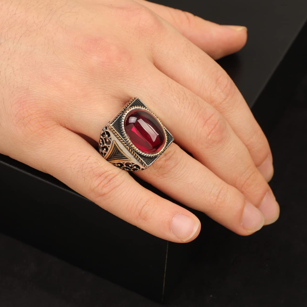Men Handmade Carnelian Stone Ring