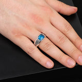 Handmade Aquamarine Gemstone Square Stone Pinky Ring for Men Vintage 925 Sterling Silver — image 2