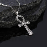 Sterling Silver Men's Cross Necklace with Egyptian Hieroglyphic Symbols - Complete with Silver Chain - Birthday Gifts — image 2