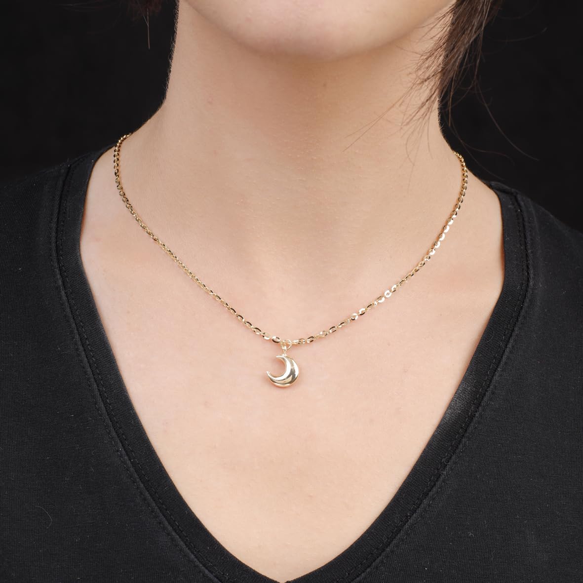 Gold Plated Sterling Silver Moon Necklace - Aesthetic Moon Necklace - Cute Necklaces for Women's Jewelry Collection - Birthday Gifts for Women