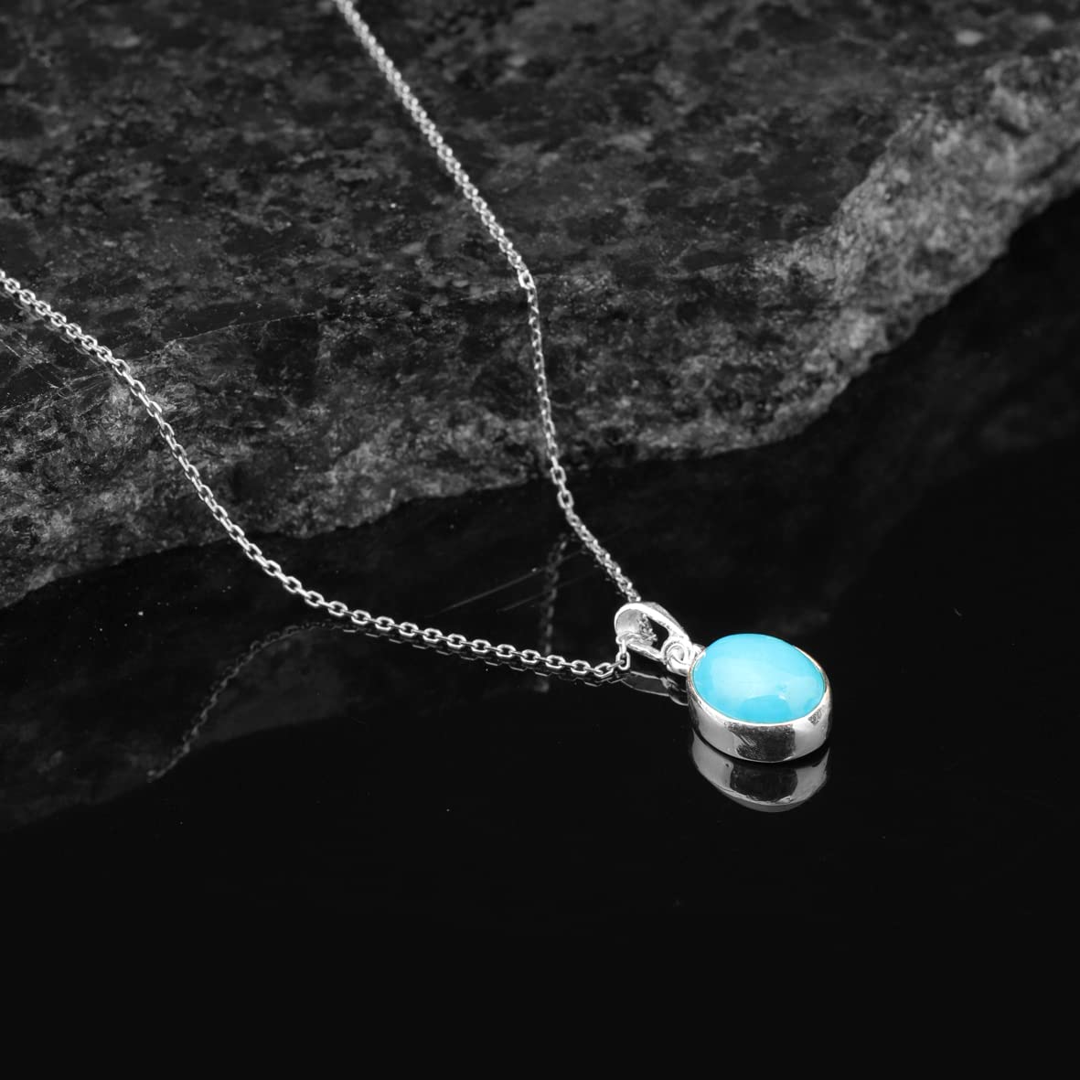 Sterling Silver Aquamarine Necklace for Women - Sterling Silver Necklace with Aquamarine Pendant for Women - Gift for Her
