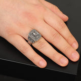 King Crown Eagle Ring Gothic Animal Signet Vintage Sterling Silver Engagement Pinky Statement Ring Gift for Him — image 2