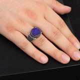 Handmade Lapis Lazuli Signet Ring for Men - Vintage 925 Sterling Silver Pinky Ring with Polished Gemstone — image 2
