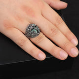 Vintage Helmet Ring for Men with Micro Jade Stone — image 2