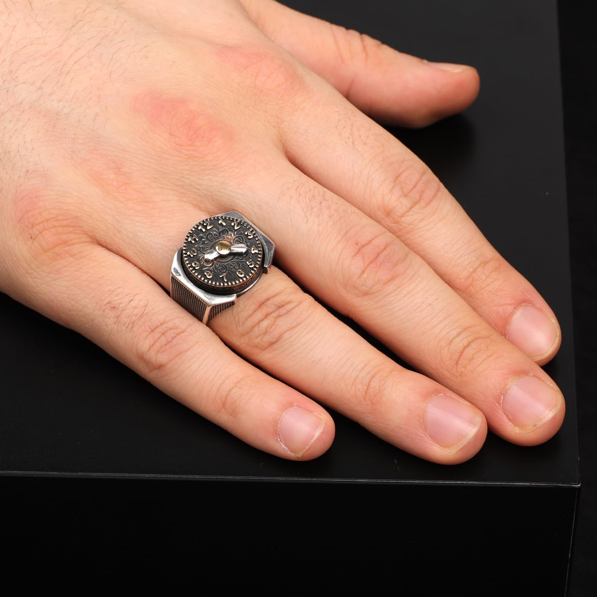 "Men's Rotating Watch Ring - 925 Sterling Silver Jewelry with Style - Rotating Design in 925 Sterling Silver - Birthday Gifts