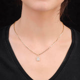 Baguette Necklace with Zircon Stone in Gold Plated Sterling Silver - Cute and Aesthetic Necklace - Gold Plated Sterling Silver for Women - Birthday Gifts for Women — image 3